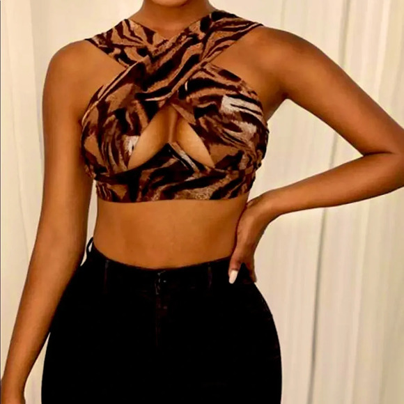 Cross Cross crop top animal print - Picture 1 of 2